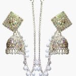 Shimmering Silver Plated Oxidized Metal Bahubali Jhumka