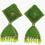 Parrot green square bell earring
