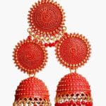 Red kundan  bell earring with Mang Tikka