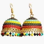 Multicolor Kundan Hook pearl earrings