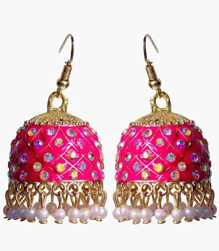 Kundan Hook Pink Pearl earrings