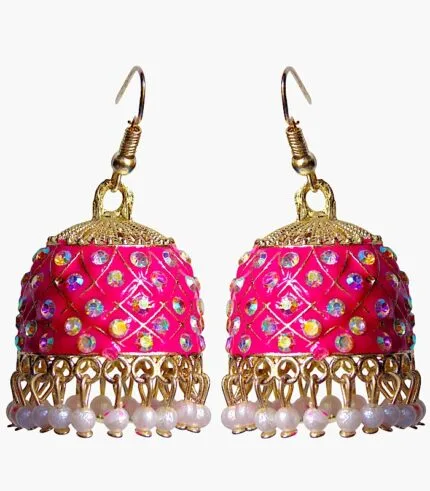 Kundan Hook Pink Pearl earrings