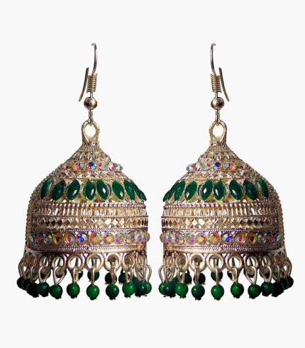 Green  Kundan Hook pearl earrings