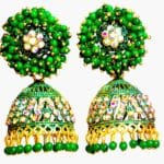 Green colour pearl Jhumka