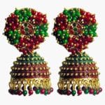 multicolor color pearl Kundan Jhumka