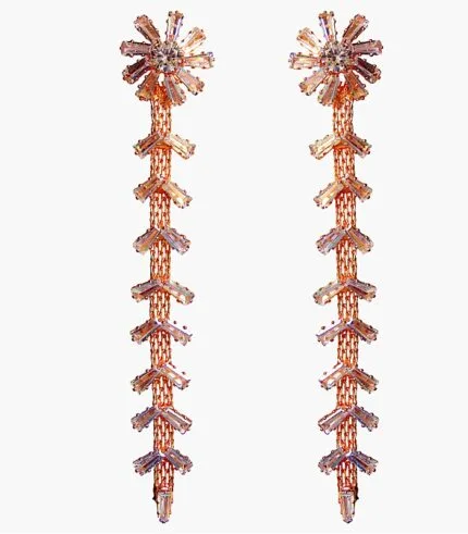 Tassel rose gold stone dangle earrings