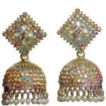 White stone Kundan Jhumka earrings