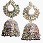 White stone Kundan bell Jhumka earrings