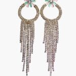 Fashion crystal  studded silver plated stone dangle earrings