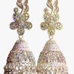 White stone Kundan Cone Jhumka earrings