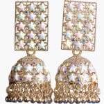 Kundan Square shape jhumka earrings