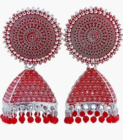 Red Cone bell Kundan earring