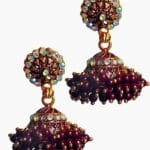 Maroon Gold Plated Jhumka Earrings