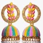 Colored gold plated bell Earrings Jhumka