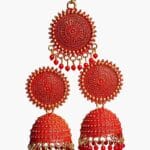 Gold Plated red Kashmiri earring with Mang tikka