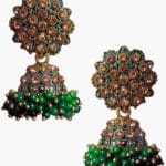 Green Moti Studded Gold Platted Jhumka