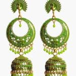 Parrot green gold plated Kashmiri  earrings