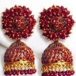 orange color pearl Kundan Jhumka