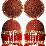 Red Pearl kundan bell earring