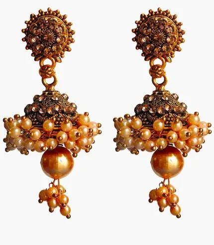 Dark brown color pearl Jhumka