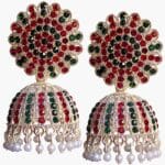 Multicolor Color Moti Kundan Jhumka