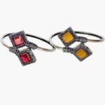 Silver-Plated Gemstone Bracelet (Red/yellow)