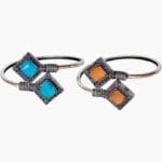 Antique Silver-Plated Gemstone Cuff Bracelet