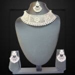 Radiant Silver-Plated Choker Necklace Set with Iridescent Stones