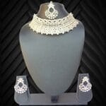 Silver-Plated Bridal Choker(Rainbow gem)