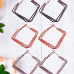 Elegant Trio-Tone Geometric Hoop Earrings – Set of 3