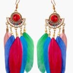 Bohemian Feather Dangle Earrings – Multicolor