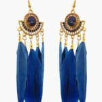 Royal Blue Feather Dangle Earrings