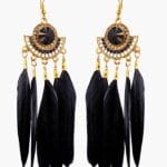 Elegant Black Feather Dangle Earrings