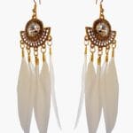 Crystal White Feather Dangle Earrings