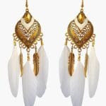 Elegant White Feather Dangle Earrings