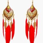 Bohemian Red Feather Dangle Earrings