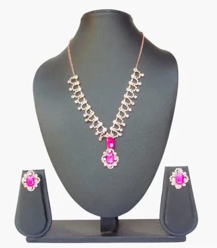 Elegant Pink Gem Jewelry Set
