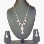 Elegant Pink Teardrop Crystal Necklace Set