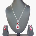 Radiant Ruby Red Pendant Necklace & Earring Set