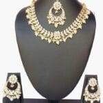Silver Plated Kundan & Pearl Necklace Set with Matching Earrings