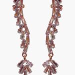 Rose Gold Cascading Baguette Crystal Earrings