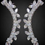 Crystal Frost Leaf Climber Earrings – Silver Sparkle Edition