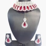 Majestic Ruby Red Crystal Bridal Choker Necklace Set