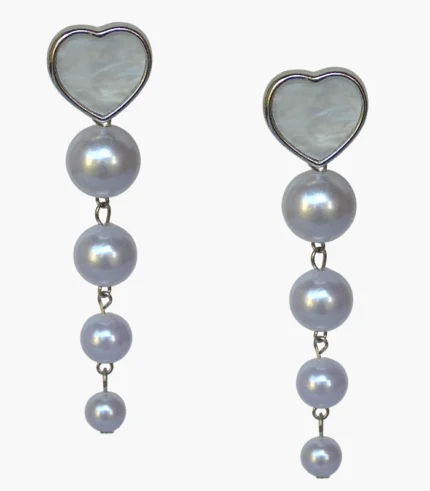 Pearl Drop Heart Earrings