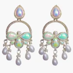 Elegant Silver Plated Opalescent Drop Earrings