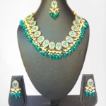 Green Beaded Kundan  Set with Designer Earrings