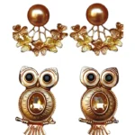 Gold plated Pearl & Owl Earring Combo