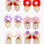 Floral Pearl Cluster Gold plated Earrings