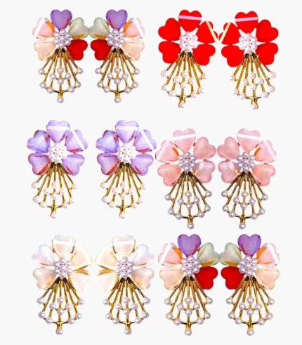 Floral Pearl Cluster Gold plated Earrings