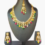 Multicolor Navratna Beaded Kundan  Set with  Earrings